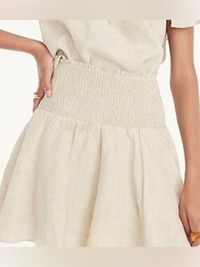 J. Crew Cream Smocked Waist Circle Skirt